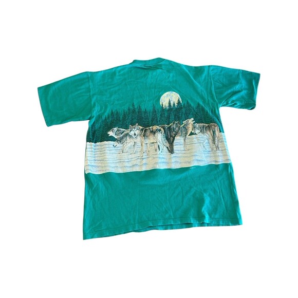 Vintage 1991 Aspen Colorado Wolf Pack T-Shirt Cal Cru Habitat Wildlife AOP Large - Picture 2 of 11